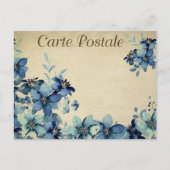 Carte Postale Fleurs Vintages bleues (Devant)