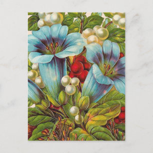 Carte Postale Fleurs Vintages "Florales Bleues"