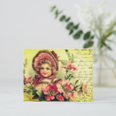 Carte Postale Fleurs Vintages Victoriennes Rose (Debout devant)