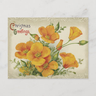 Carte postale Fleurs vintages voeux de Noël