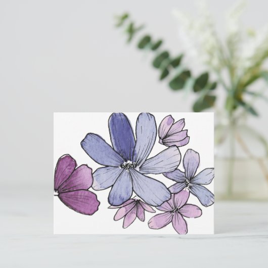 Carte postale Fleurs violettes (Debout devant)