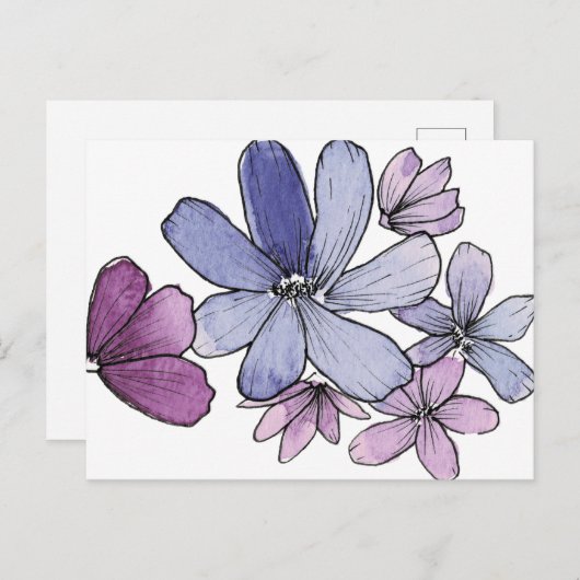 Carte postale Fleurs violettes (Devant / Derrière)