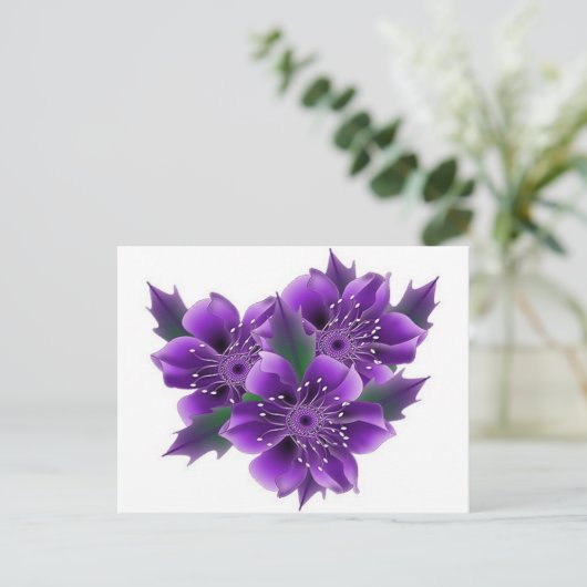 Carte Postale fleurs violettes (Debout devant)