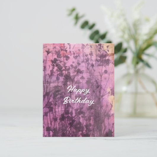 Carte Postale Fleurs violettes Abstraites Aquarelle d'anniversai (Debout devant)