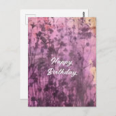 Carte Postale Fleurs violettes Abstraites Aquarelle d'anniversai (Devant / Derrière)