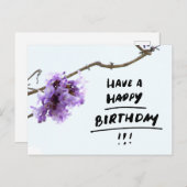 Carte Postale Fleurs violettes de Jacaranda pour un anniversaire (Devant / Derrière)