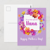 Carte Postale Fleurs violettes élégantes Nana Fête des Mères (Devant / Derrière)