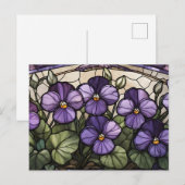 Carte Postale Fleurs violettes en vitrail (Devant / Derrière)