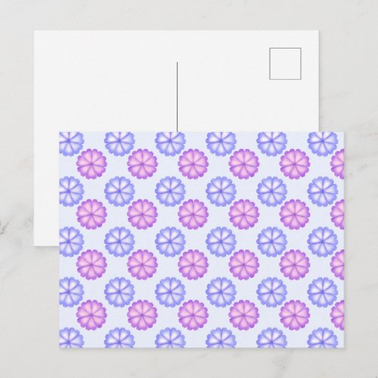 Carte Postale Fleurs Violettes Et Bleues (Devant / Derrière)
