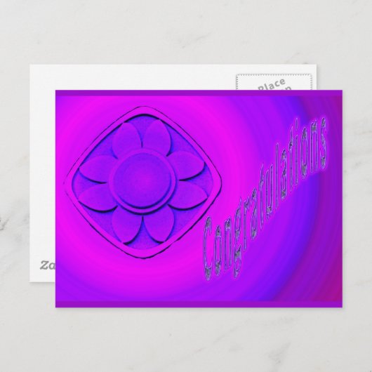 Carte Postale fleurs violettes félicitations (Devant / Derrière)