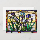 Carte Postale Fleurs violettes Iris Verre (Devant / Derrière)