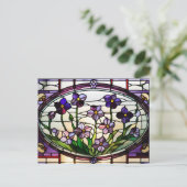 Carte Postale Fleurs Violettes Jolies Vitrail (Debout devant)