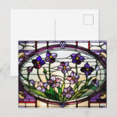 Carte Postale Fleurs Violettes Jolies Vitrail (Devant / Derrière)