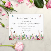 Carte Postale Fleurs violettes roses avec papillons Enregistrer 