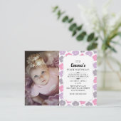 Carte Postale Fleurs violettes roses mignonnes Petite fille 1er  (Debout devant)