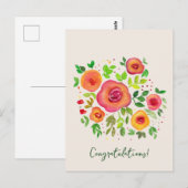 Carte Postale Fleurs vives Bouquet floral Félicitations (Devant / Derrière)