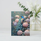 Carte Postale Fleurs Whimsical Peacock rose Hydrangea (Debout devant)