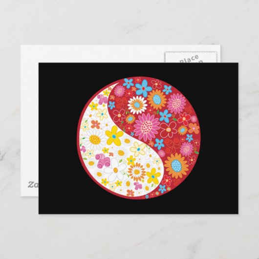 Carte postale Fleurs Yin Yang (Devant / Derrière)