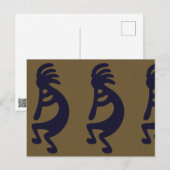 Carte Postale Flexibilité de la figure Kokopelli - Noir sur Vert (Devant / Derrière)