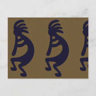 Carte Postale Flexibilité de la figure Kokopelli - Noir sur Vert