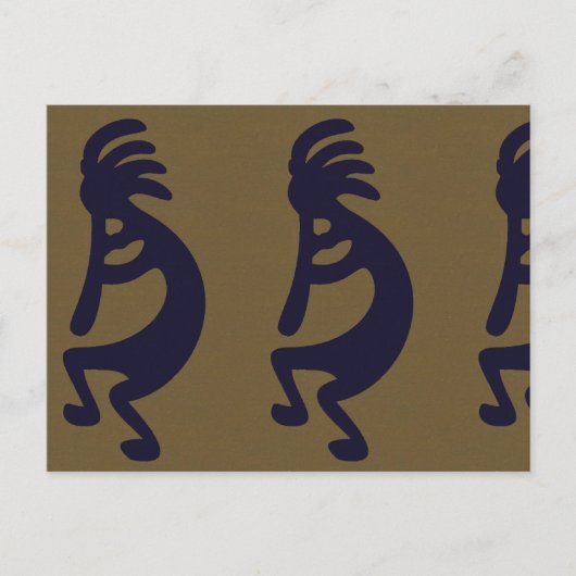Carte Postale Flexibilité de la figure Kokopelli - Noir sur Vert (Devant)