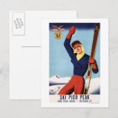 Carte Postale Flexible Flyer Pin-Up Skiing Girl (Devant / Derrière)