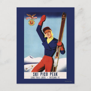 Carte Postale Flexible Flyer Pin-Up Skiing Girl