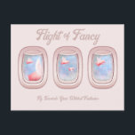 Carte Postale Flight of Fancy-Pigs Flying Past Airplane Window P<br><div class="desc">Embark on the Flight of Fancy and fly towards impossible dreams. For more uplifting and fun flying pig products and gifts shop www.zazzle.com/pigsofafeather. Give me an oink via with any questions or comments and follow instagram.com/pigsofafeather</div>