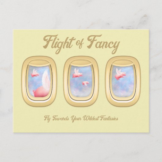 Carte Postale Flight of Fancy-Pigs Flying Past Airplane Window P (Devant)