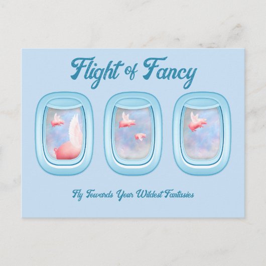 Carte Postale Flight of Fancy-Pigs Flying Past Airplane Window P (Devant)