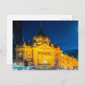 Carte Postale Flinders st gare Melbourne la nuit (Devant / Derrière)