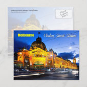 Carte Postale Flinders Street Station, Melbourne - À Dusk (Devant / Derrière)