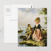 Carte Postale "Flirt au Bord de la Mer" par Hippolyte Lucas (Devant / Derrière)