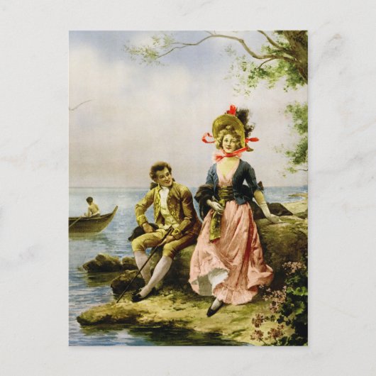 Carte Postale "Flirt au Bord de la Mer" par Hippolyte Lucas (Devant)