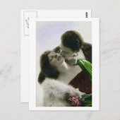 Carte Postale Flirt français - Amour romantique (Devant / Derrière)