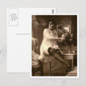 Carte Postale Flirt français - Pinup Vintage (Devant / Derrière)