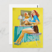 Carte Postale Flirter à la broche miroir vers le haut (Devant / Derrière)