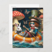 Carte Postale Float Trip Alice White Rabbit collage encaustique (Devant / Derrière)