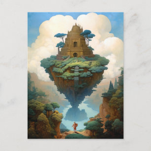 Carte Postale Floating Island Paysage surréaliste Imaginaire Art