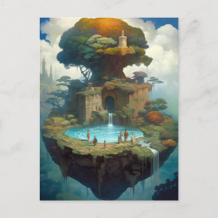 Carte Postale Floating Island Surreal Imaginaire Art