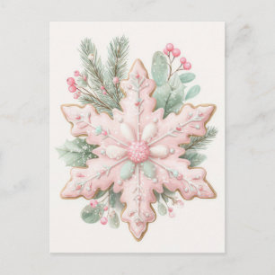 Carte Postale Flocon de neige de Noël pastel festif et élégant