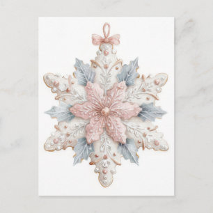 Carte Postale Flocon de neige de Noël pastel festif et élégant