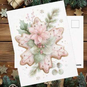 Carte Postale Flocon de neige de Noël pastel festif et élégant