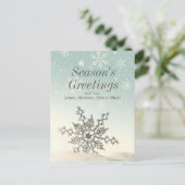 Carte Postale Flocon de neige étincelant dans la neige (Debout devant)