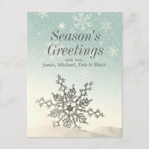 Carte Postale Flocon de neige étincelant dans la neige