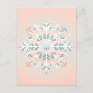 Carte Postale Flocon de neige rose Charme bébé fille douche Invi