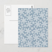 Carte Postale flocons blancs sur bleu (Devant / Derrière)
