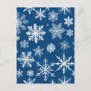 Carte Postale Flocons de Neige Bleus Hiver