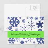 Carte Postale Flocons de neige bleus Voeux chaleureux d'hiver (Devant / Derrière)