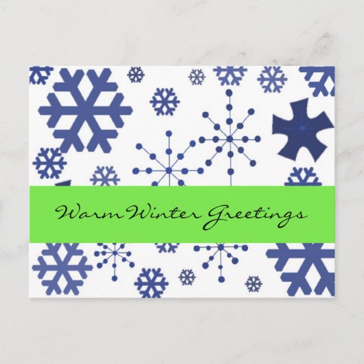 Carte Postale Flocons de neige bleus Voeux chaleureux d'hiver (Devant)